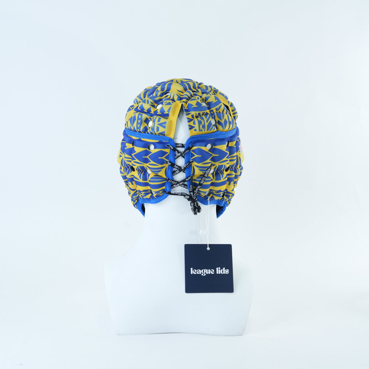 Niue Classic Headguard Lid - worn, back view with lace | League Lids
