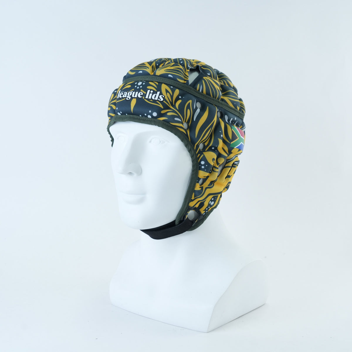 South Africa Classic Headguard Lid - worn, front angle view | League Lids