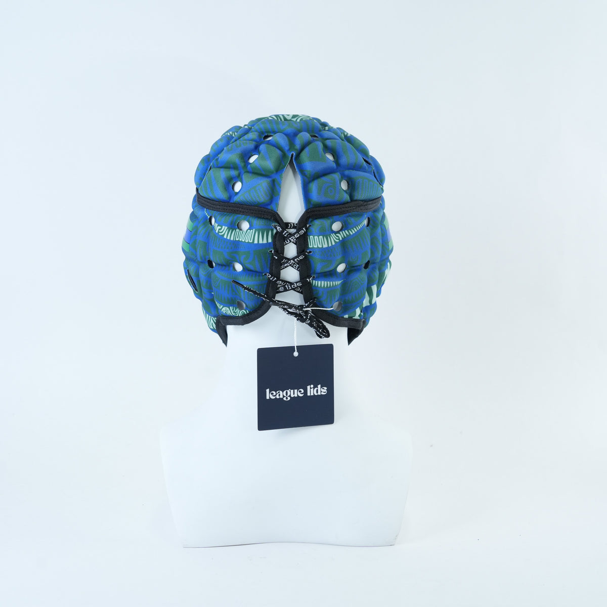 Torres Strait Island Classic Headguard Lid - worn, back view with lace | League Lids