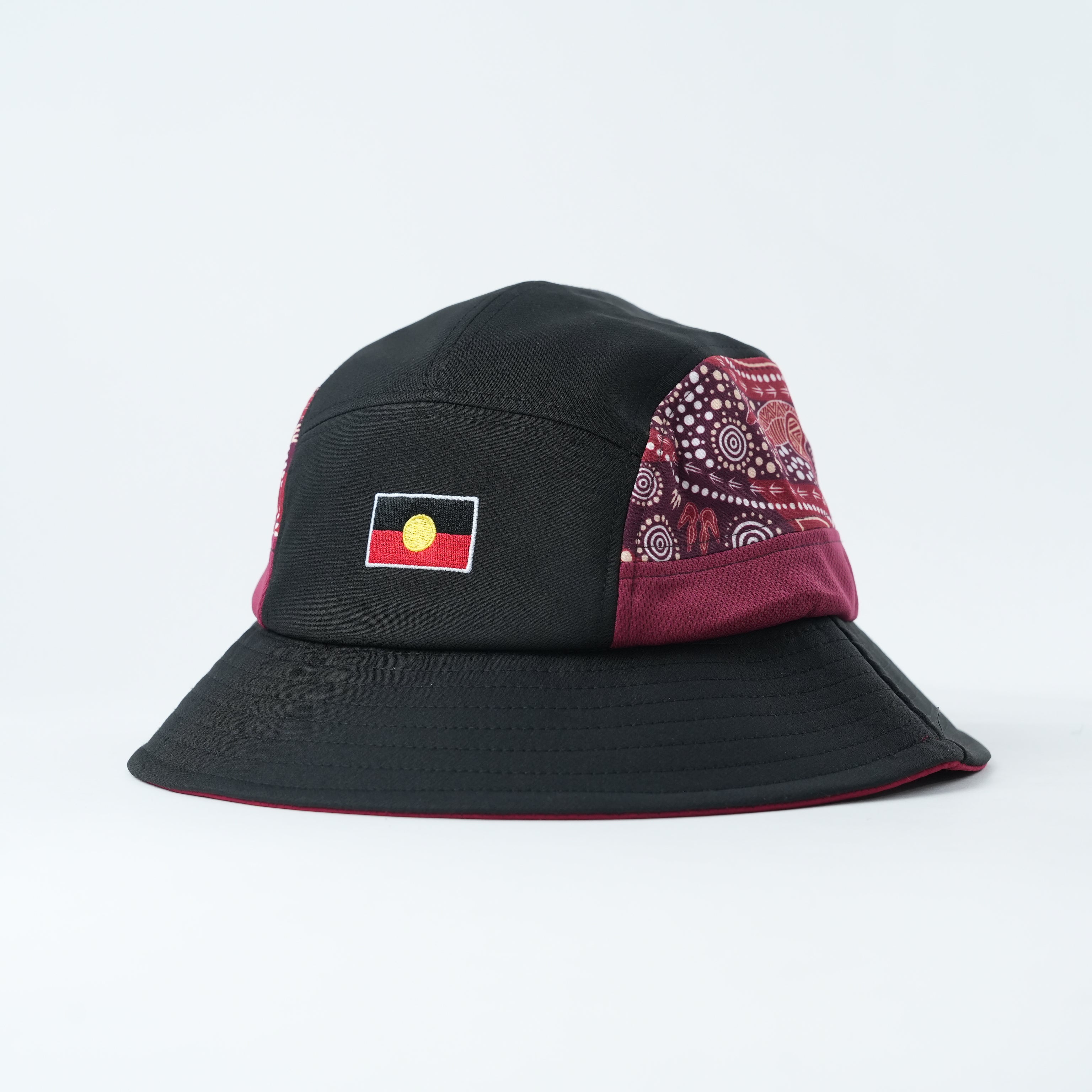 Aboriginal Bucket Lid - Maroon Edition - side view | League Lids