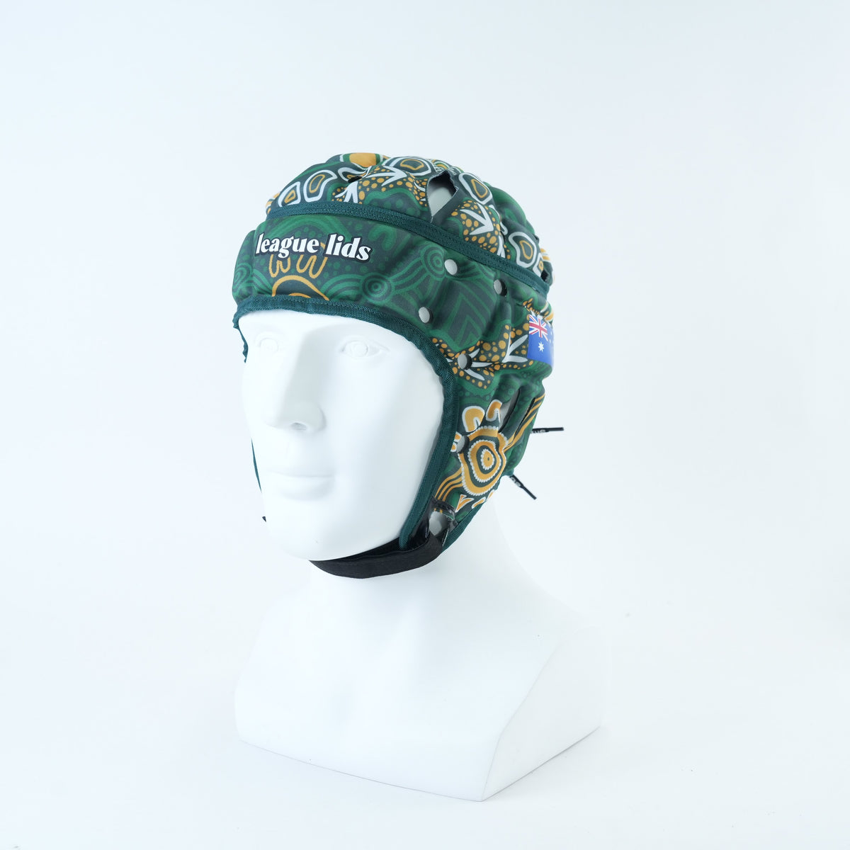 Australia Classic Headguard Lid - V2 - worn, front angle view | League Lids