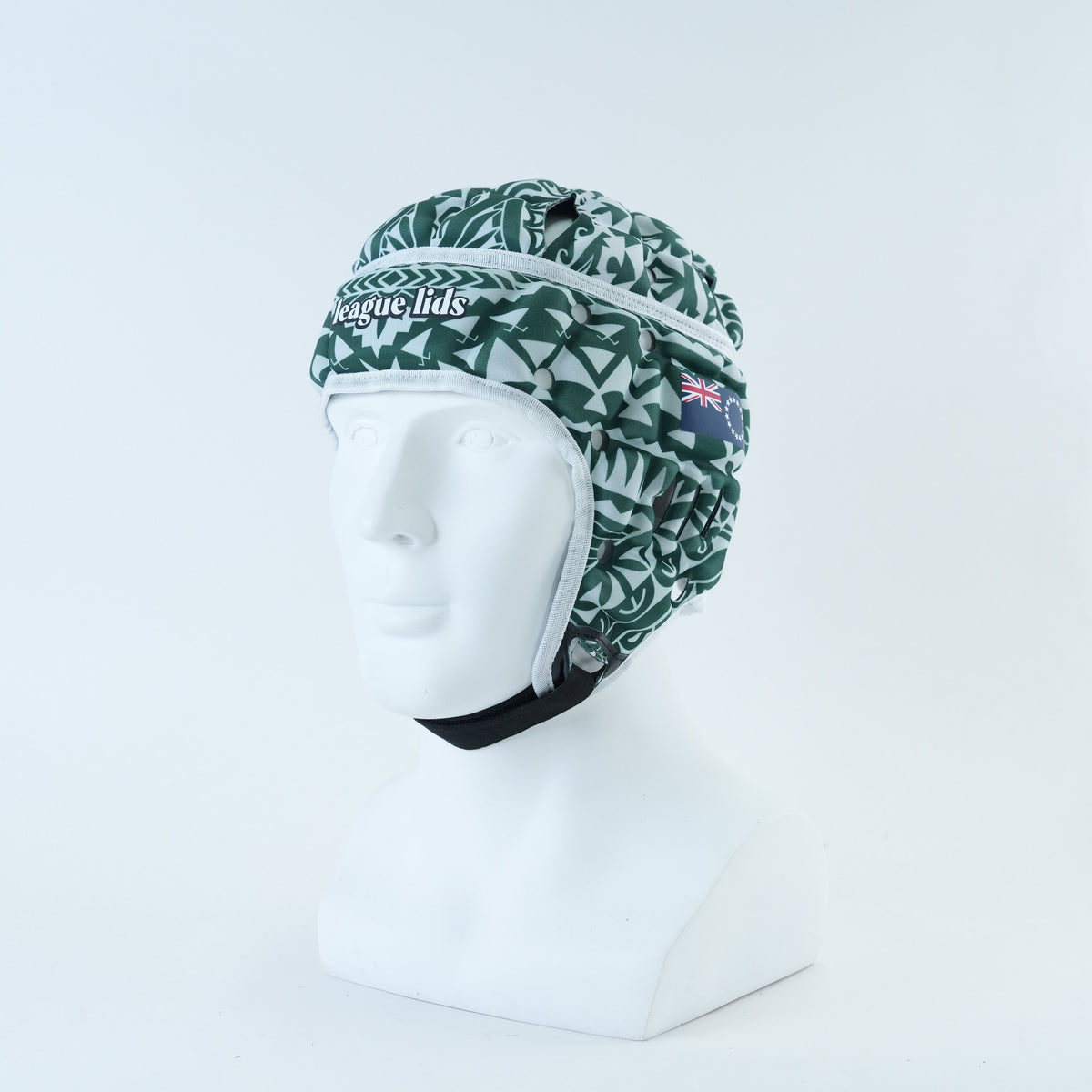 Cook Islands Classic Headguard Lid - worn, front angle view | League Lids